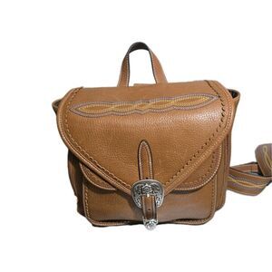 Will Leather Goods Lubbock Backpack Tan Leather Western Silver Buckle Embroidery